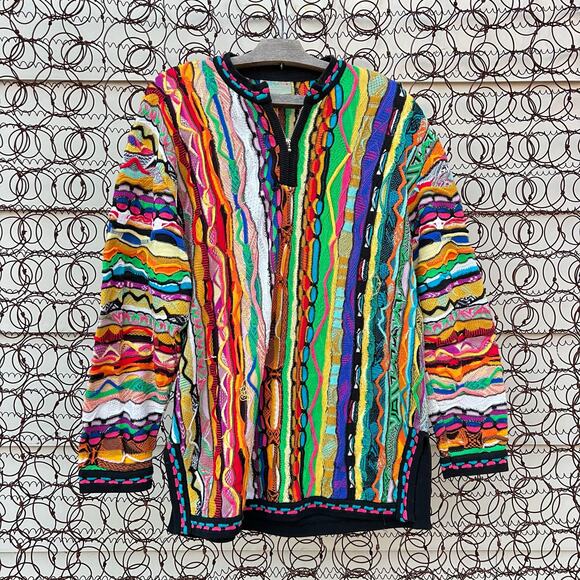Coogi Australia Primary Color Abstract Weave Tunic Sweater Bold MEDIUM - Picture 6 of 12